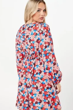 Petite Ditsy Floral Button Front Mini Dress