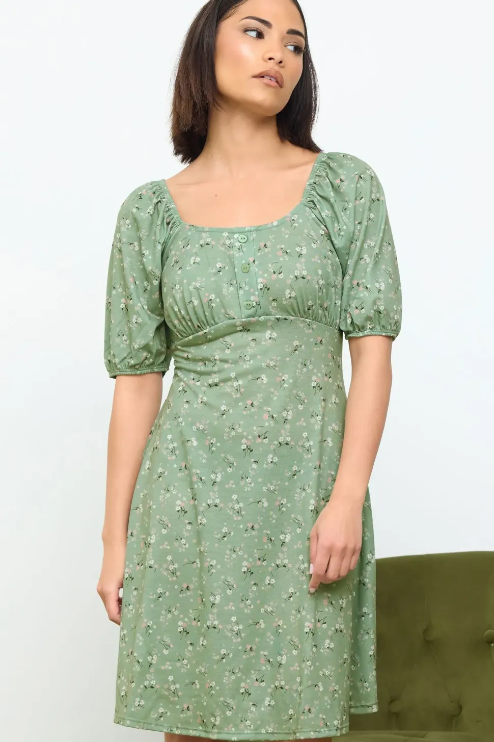 Petite Ditsy Floral Print Mini Dress