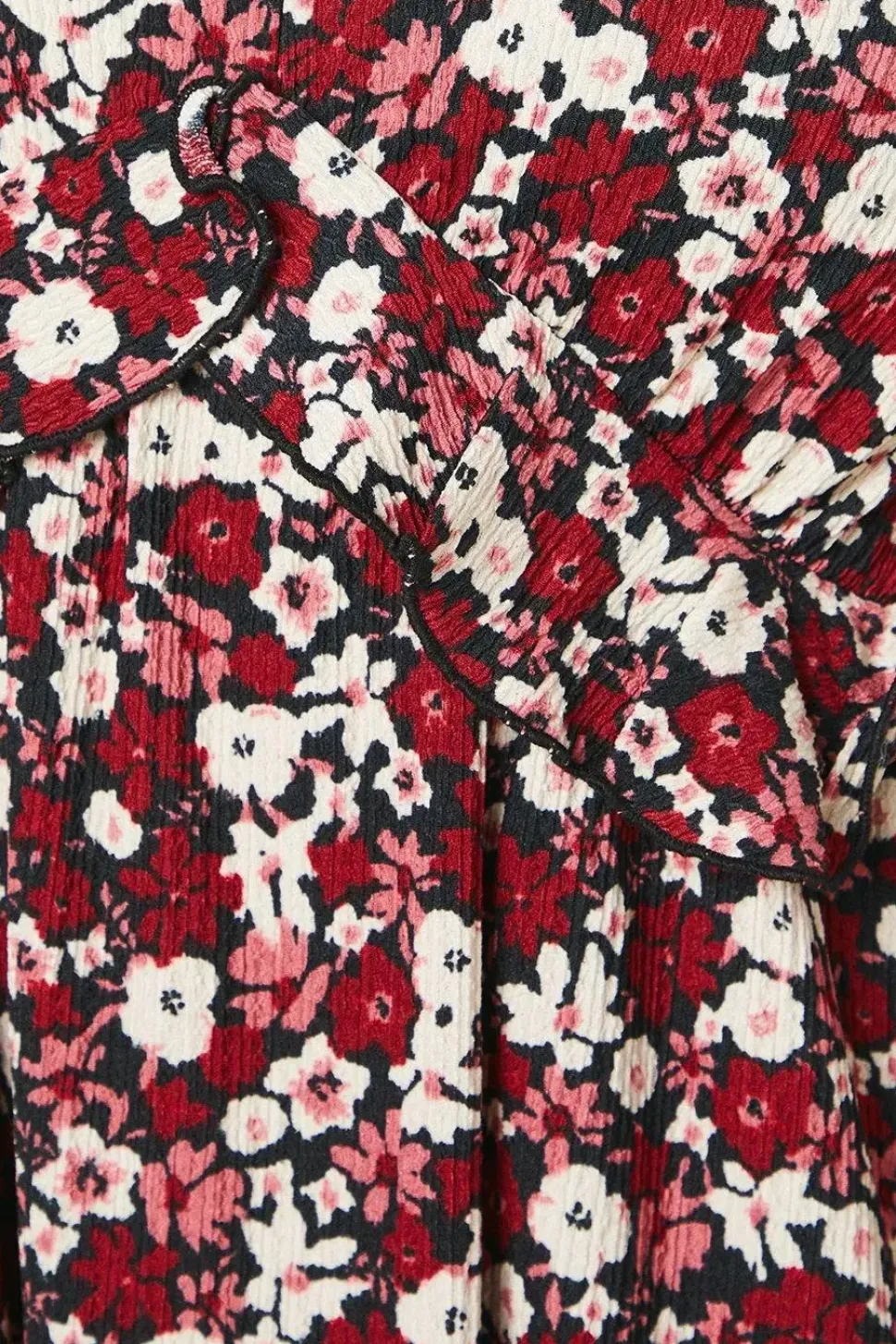 Petite Ditsy Floral Ruffle Front Midi Dress