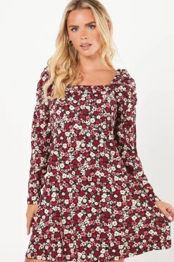 Petite Ditsy Floral Square Neck Mini Dress