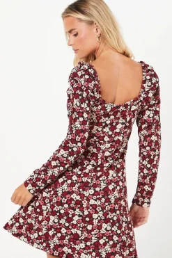 Petite Ditsy Floral Square Neck Mini Dress