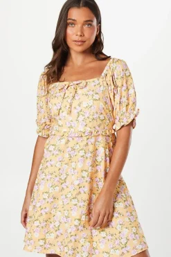 Petite Ditsy Puff Sleeve Mini Dress