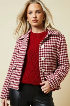 Petite Dogtooth Wool Short Coat