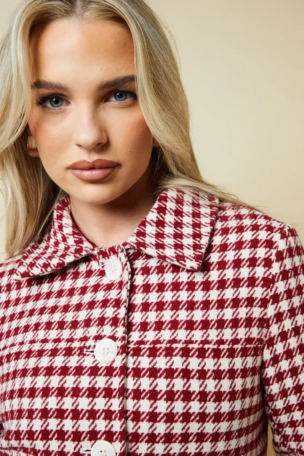 Petite Dogtooth Wool Short Coat