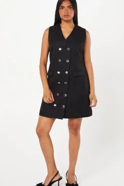 Petite Double Breasted Boucle Shift Dress