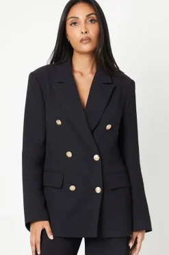 Petite Double Breasted Military Blazer