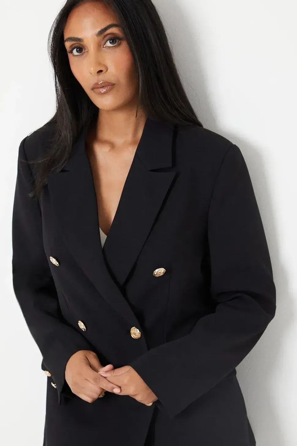 Petite Double Breasted Military Blazer