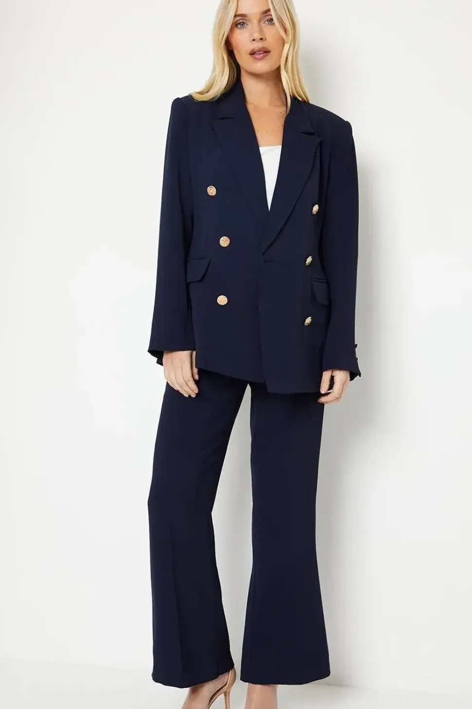 Petite Double Breasted Military Blazer