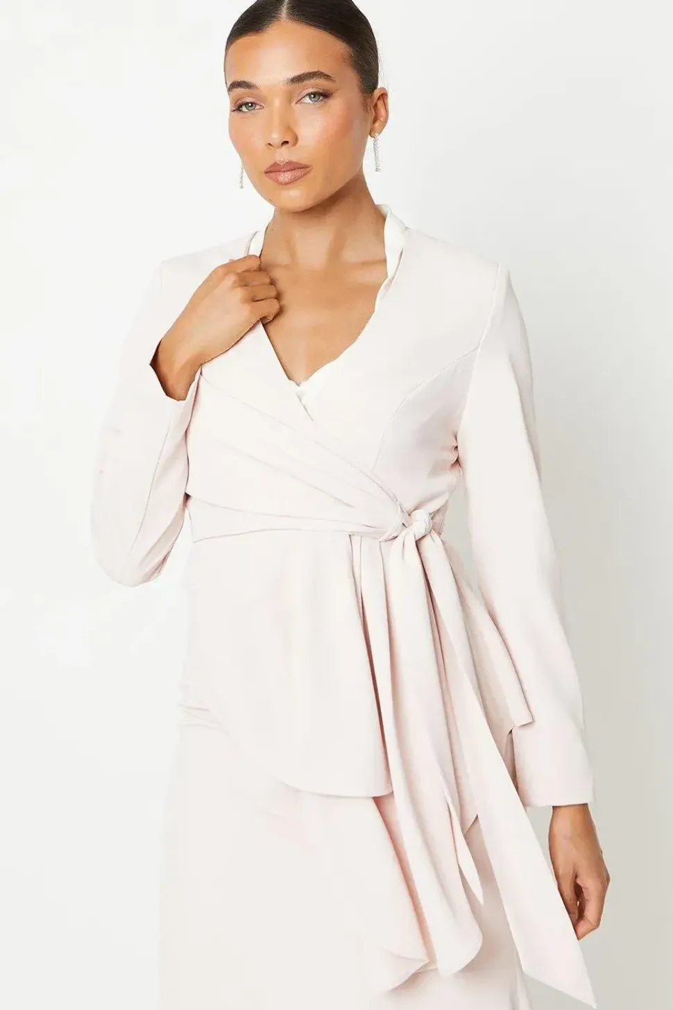 Petite Drape Front Lightweight Crepe Jacket