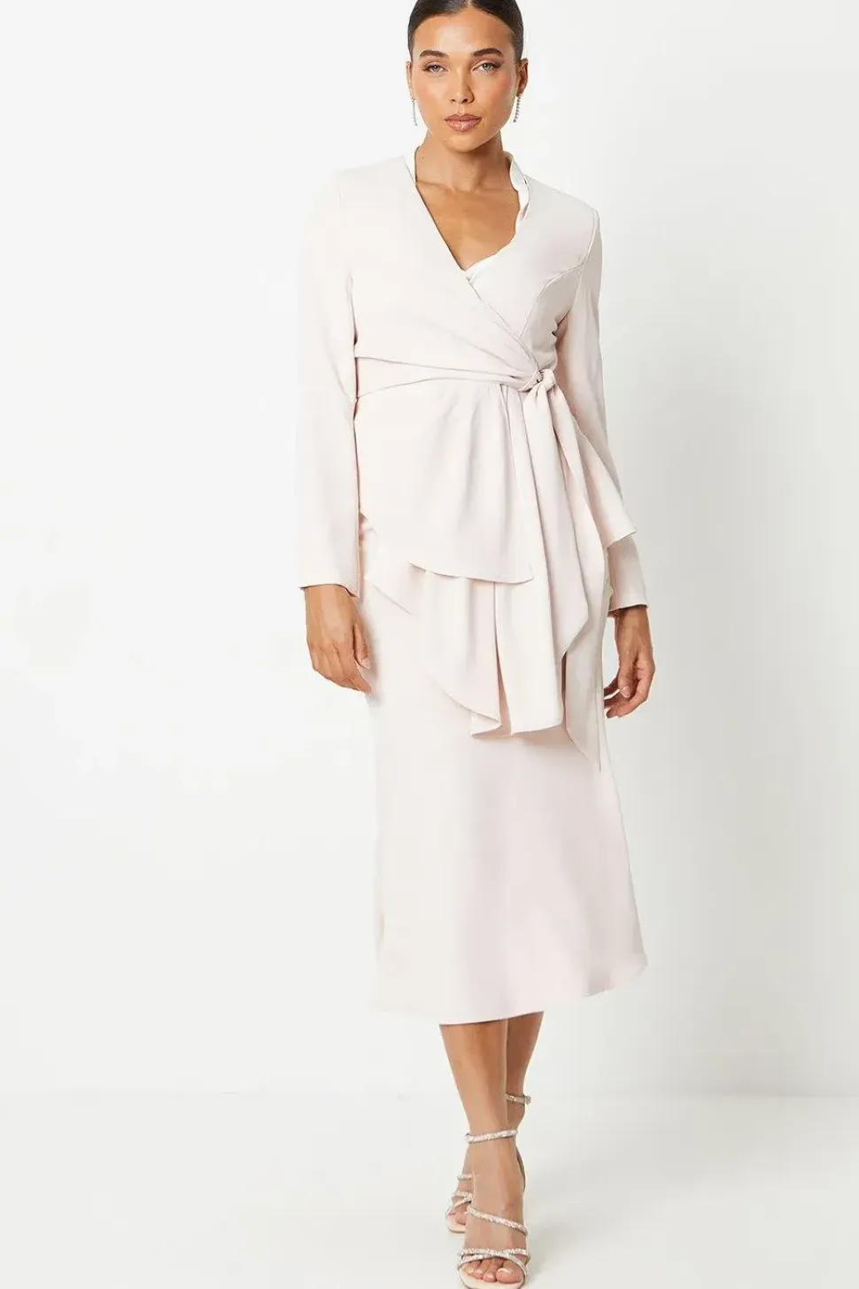 Petite Drape Front Lightweight Crepe Jacket