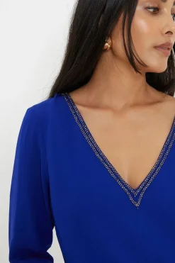 Petite Embellished Ruffle Sleeve Shift Dress