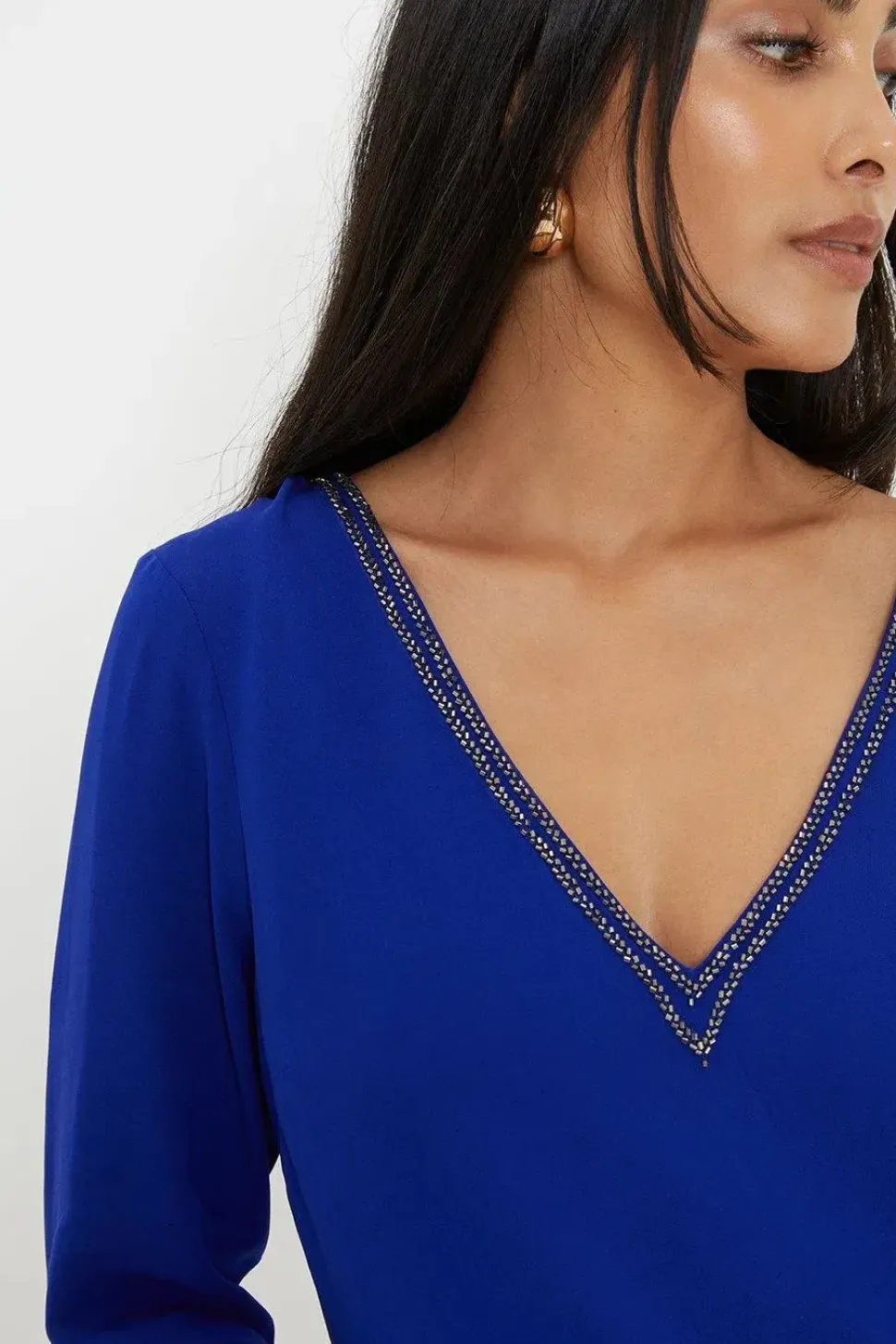 Petite Embellished Ruffle Sleeve Shift Dress