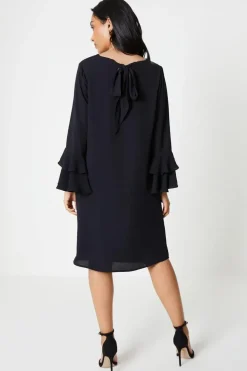 Petite Embellished Sequin Ruffle Sleeve Shift Dress