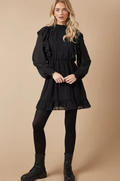 Petite Embroidered Dobby Chiffon Mini Dress