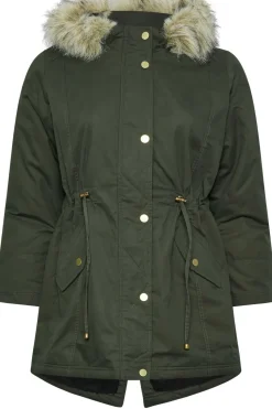 Petite Faux Fur Trim Parka Jacket