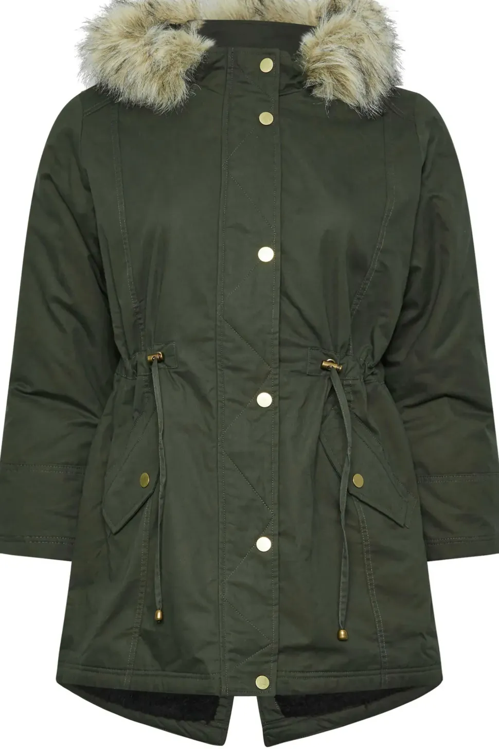 Petite Faux Fur Trim Parka Jacket