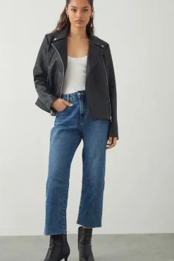 Petite Faux Leather Biker Jacket