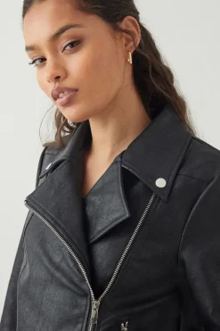 Petite Faux Leather Biker Jacket