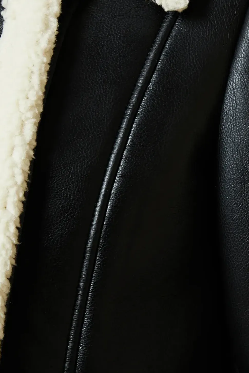 Petite Faux Leather Longline Aviator Jacket