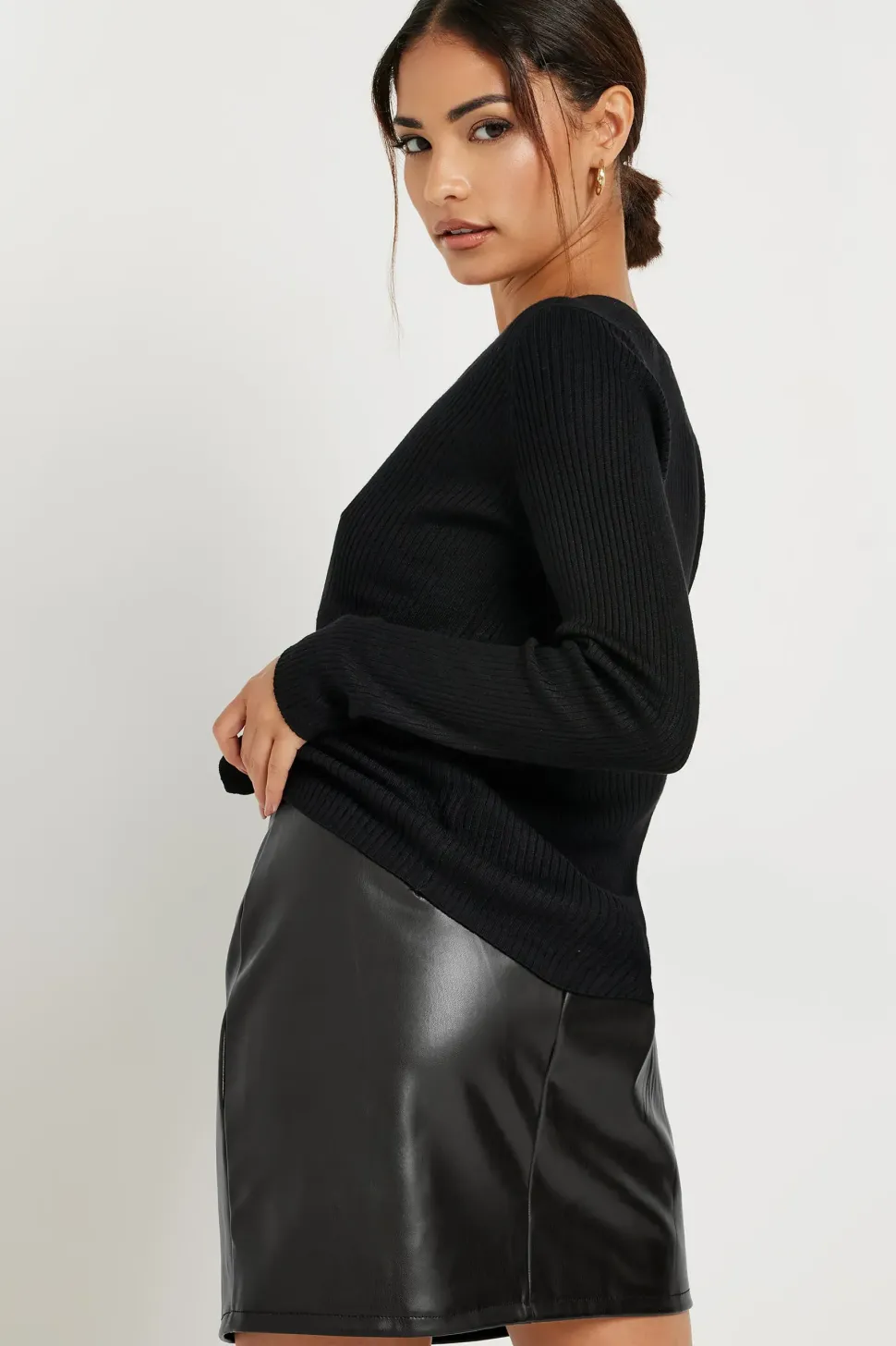 Petite Faux Leather Mini Skirt