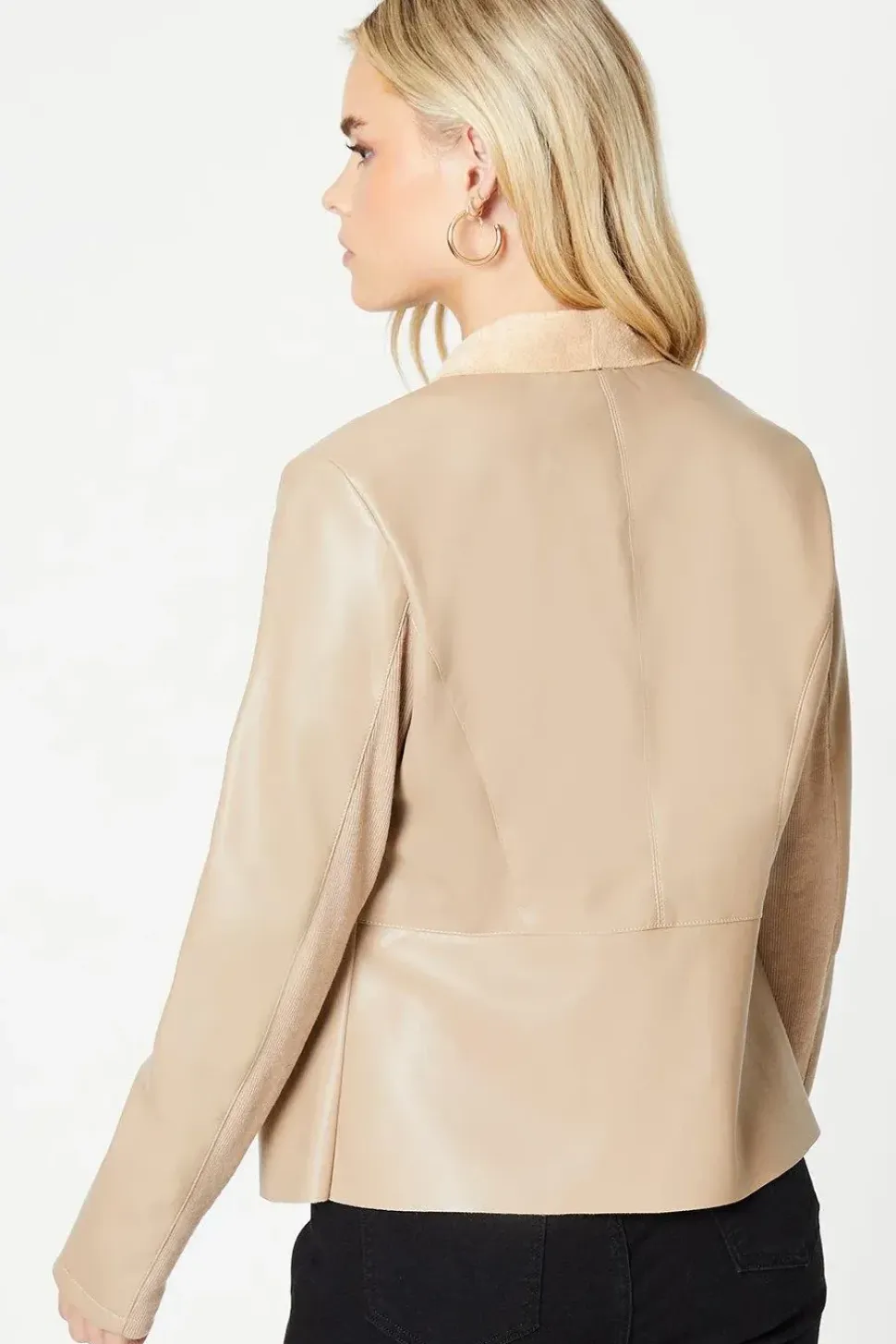 Petite Faux Leather Waterfall Jacket