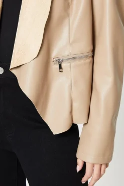 Petite Faux Leather Waterfall Jacket