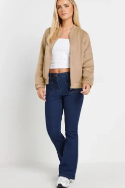 Petite Faux Suede Bomber Jacket