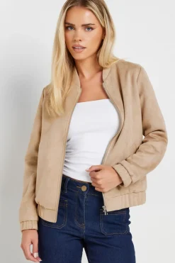Petite Faux Suede Bomber Jacket