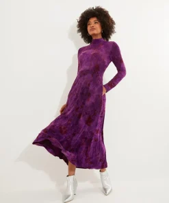 Petite Flocked Print Maxi Dress