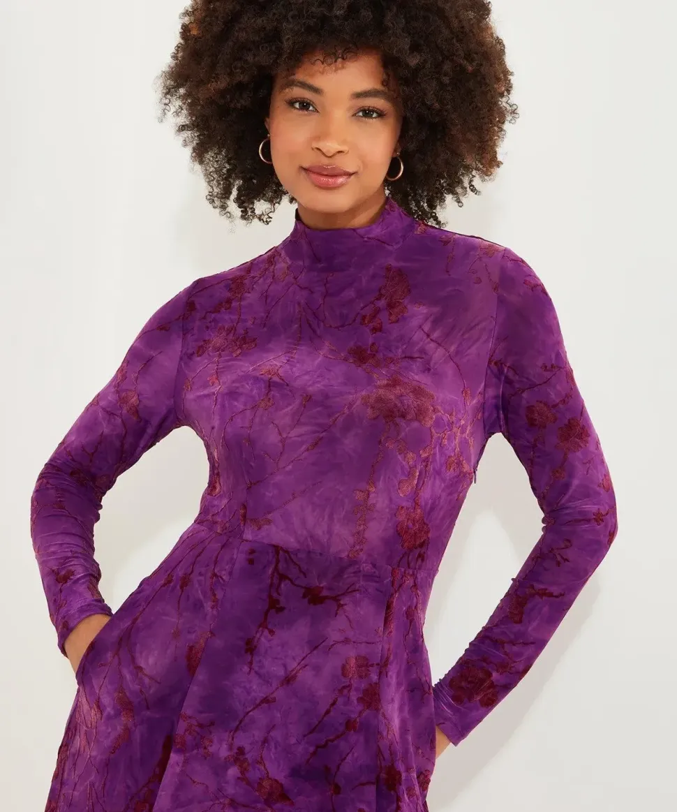 Petite Flocked Print Maxi Dress