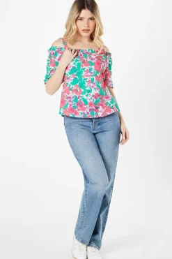 Petite Floral Bardot Strappy Tea Top