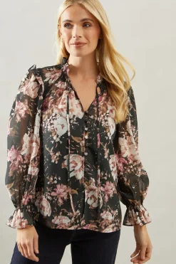 Petite Floral Button Through Blouse