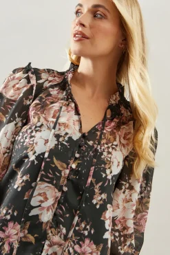 Petite Floral Button Through Blouse