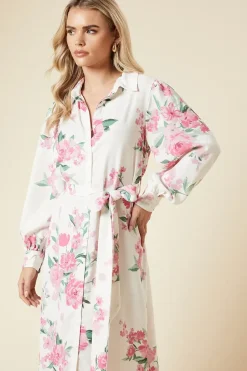 Petite Floral Button Through Midi Shirt Dress