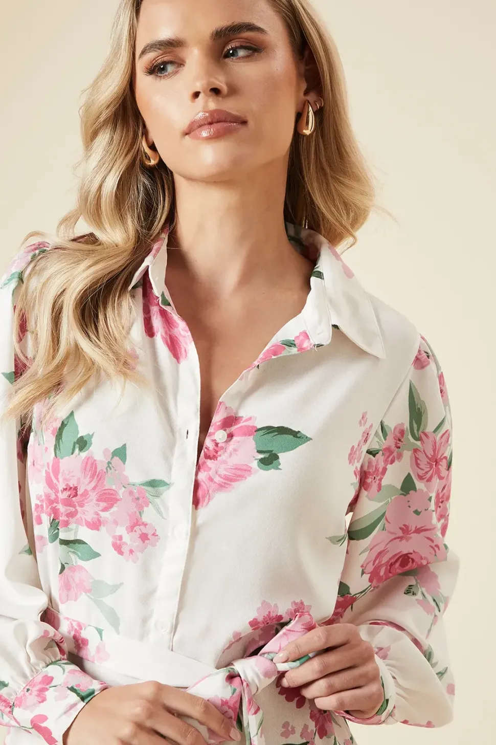 Petite Floral Button Through Midi Shirt Dress
