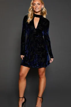 Petite Floral Devore Keyhole Mini Dress