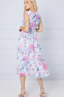 Petite Floral Dobby Ruffle Midi Dress