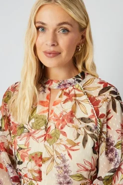 Petite Floral Dobby Split Front Shift Dress