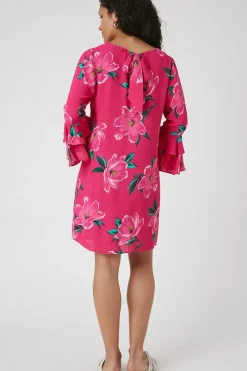 Petite Floral Embellished Ruffle Sleeve Shift Dress