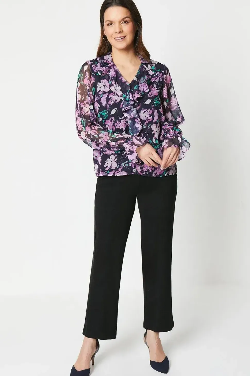 Petite Floral Frill Front Blouse