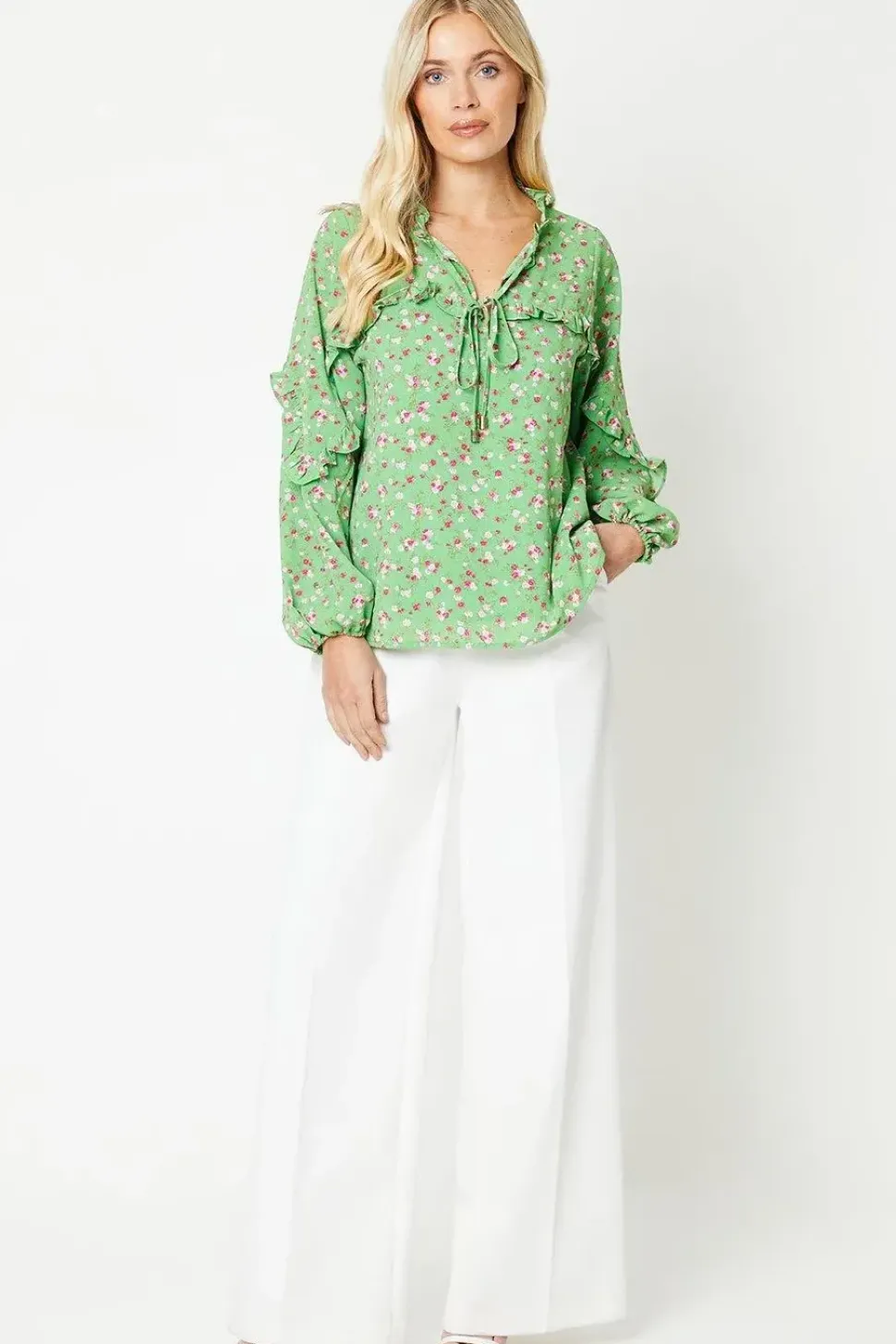 Petite Floral Frill Yoke Blouse