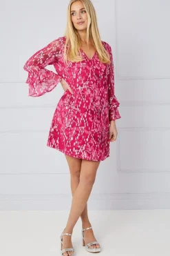 Petite Floral Glitter Spot Ruffle Shift Dress