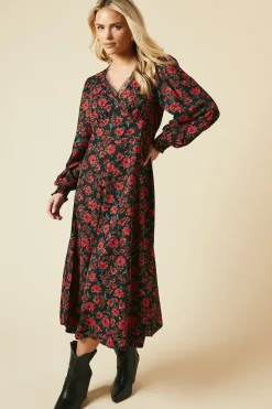Petite Floral Lace Trim Midi Dress