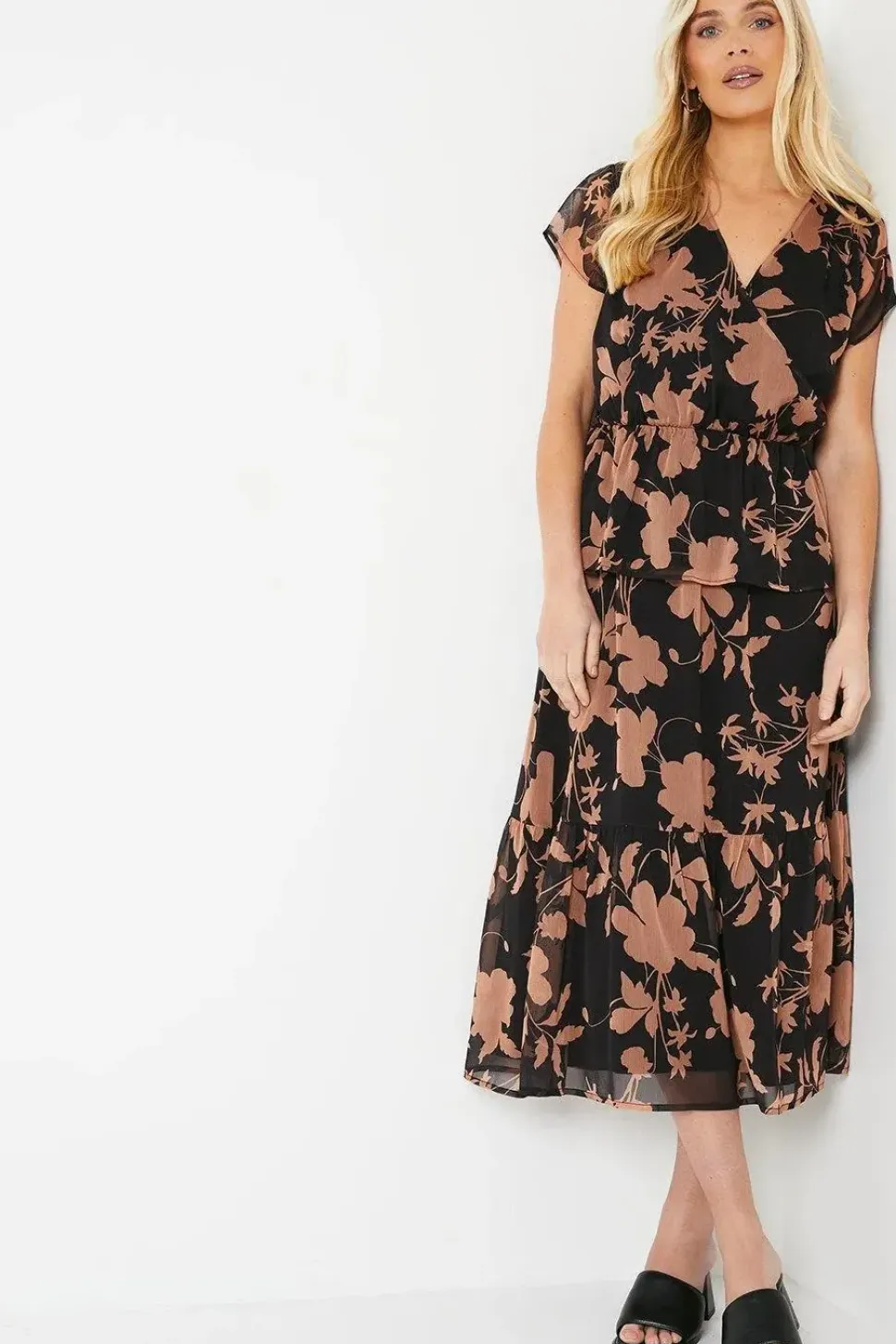 Petite Floral Mock Wrap Top