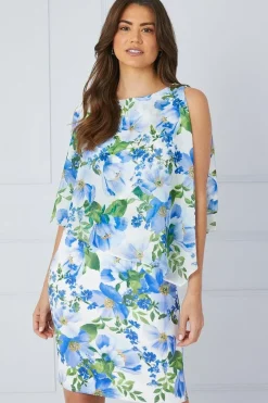 Petite Floral Overlay Pencil Dress