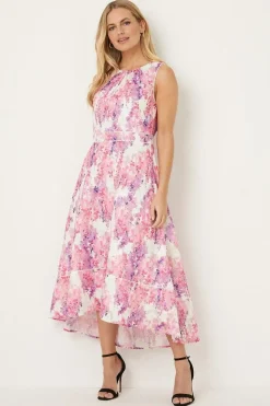 Petite Floral Printed Jacquard Midi Dress