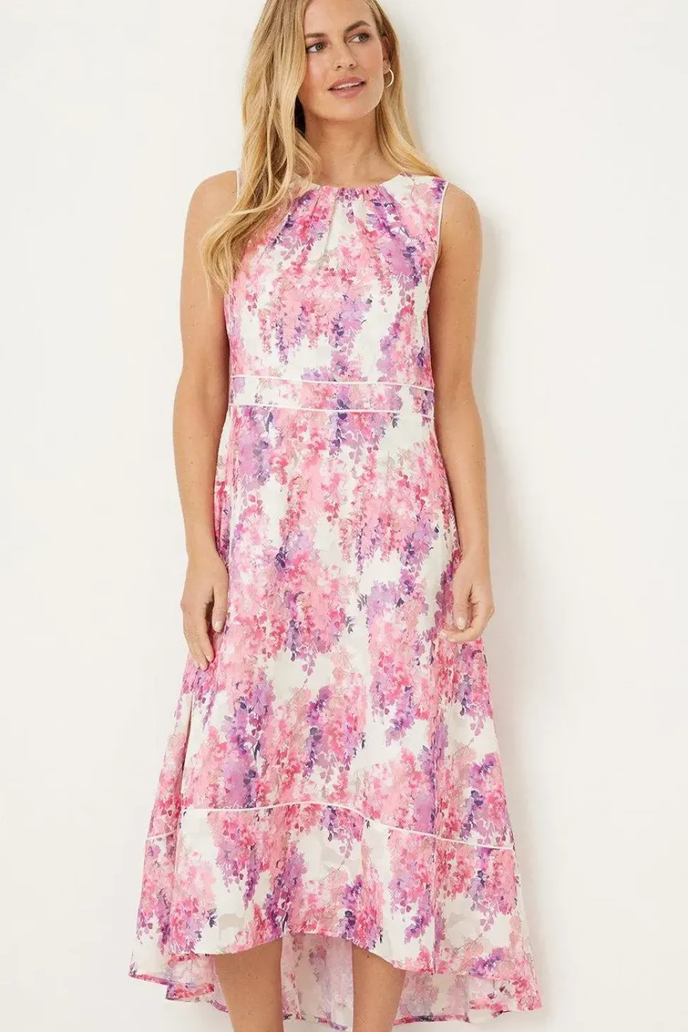 Petite Floral Printed Jacquard Midi Dress