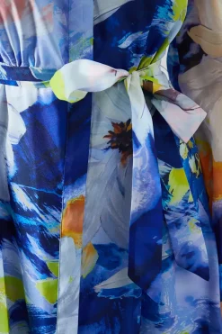 Petite Floral Print Organza Shirt Midi Dress