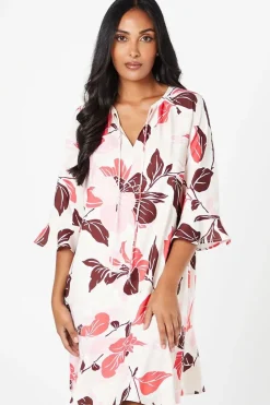 Petite Floral Print Ruffle Hem Shift Dress