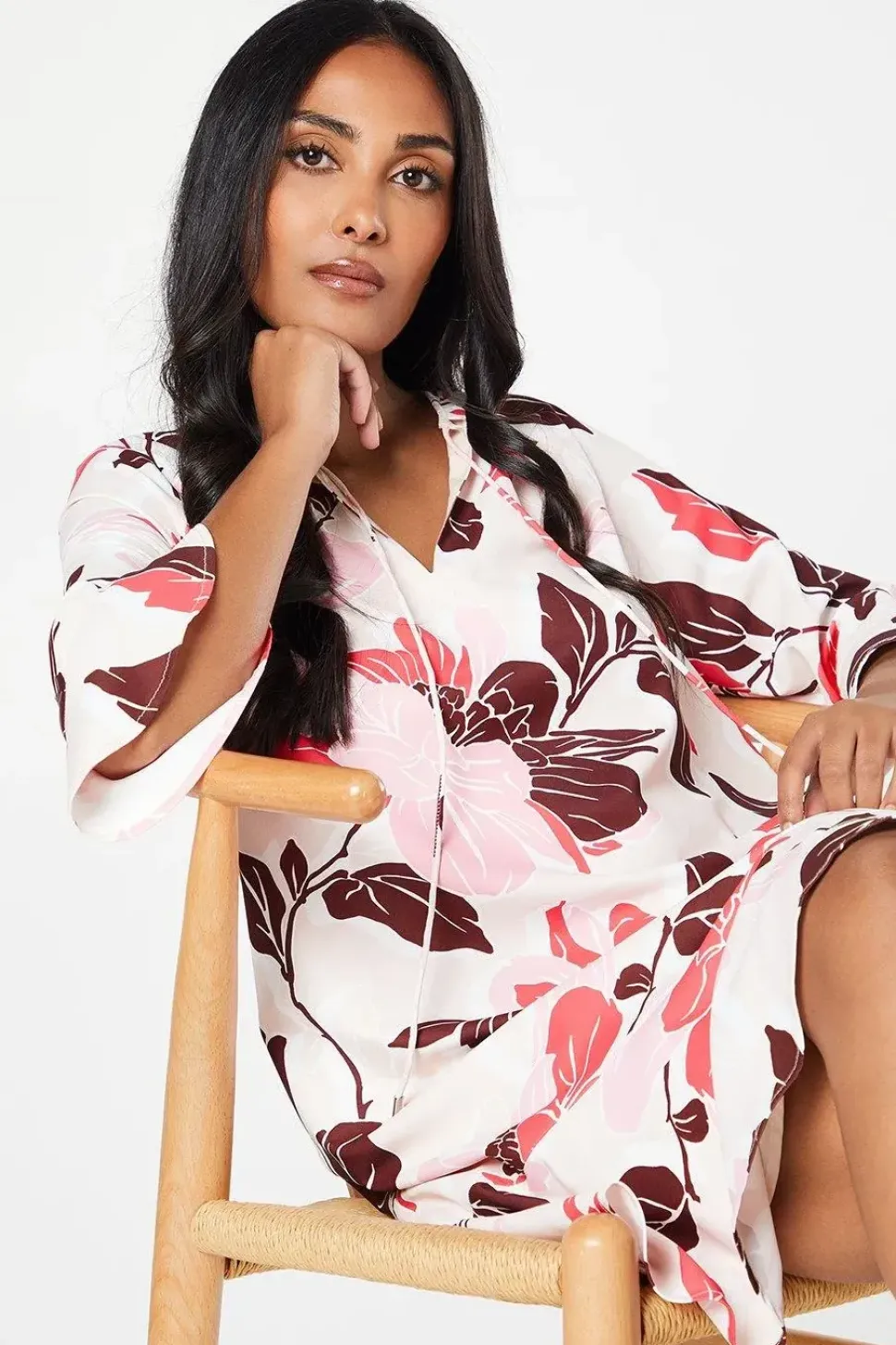Petite Floral Print Ruffle Hem Shift Dress